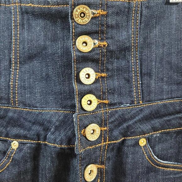 ZD Zana Di Women's Skirt 5 Pencil Dark Blue Denim High Waist Buttons Knee Length - Picture 3 of 14